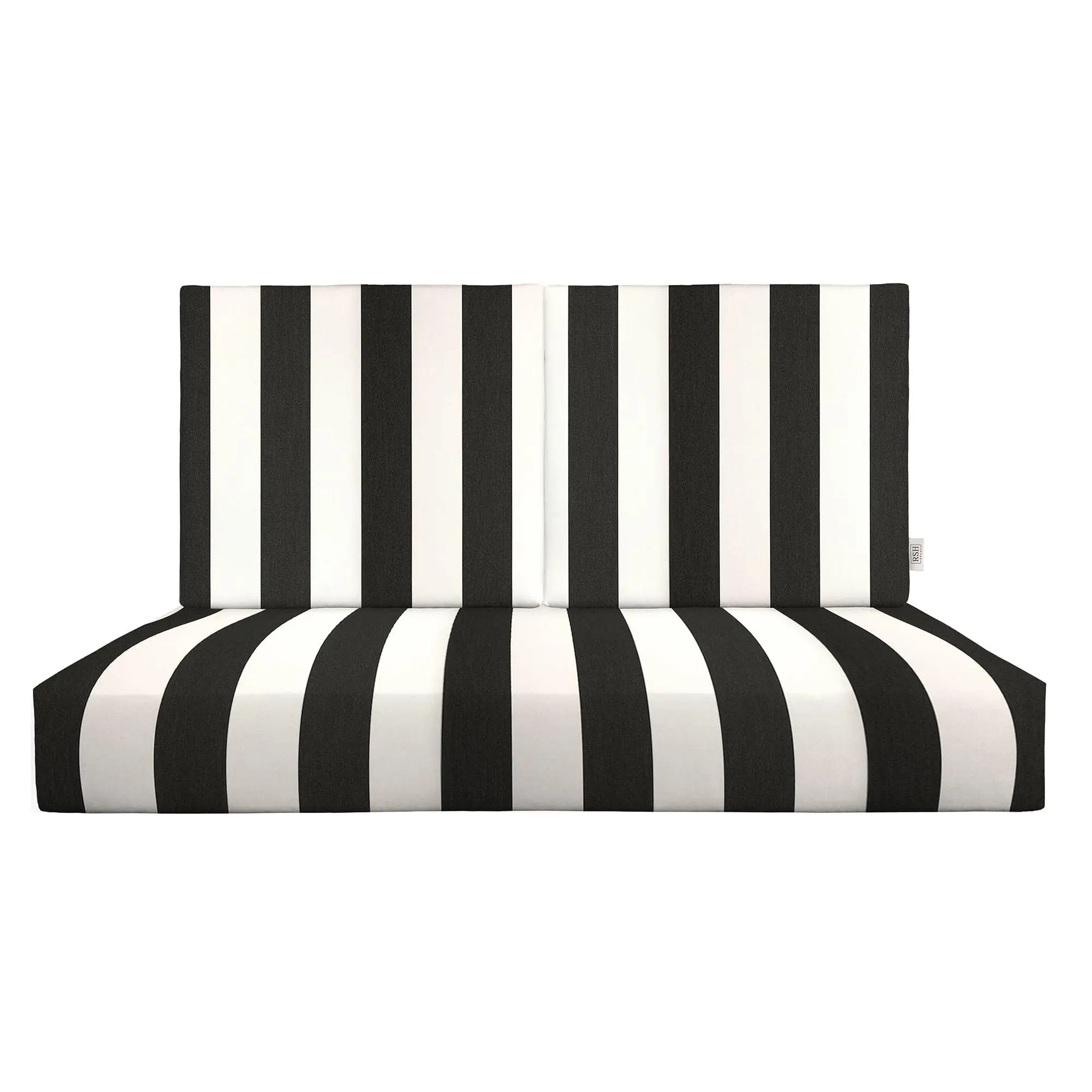 RSH Decor Sunbrella Loveseat Cushion Set for Patio Outdoor Foam Deep Seating 46”x26” Black Stripe USA
