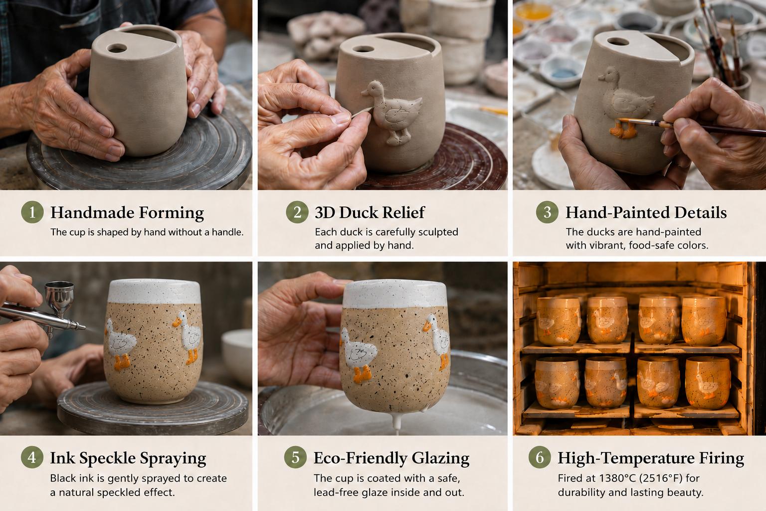 Handmade Ceramic Mug - 10 oz -170z Whimsical Duck Animal Cup, Microwavable Dishwasher Safe Travel Tumbler, Unique Gifts for Coffee Lovers, Reusable for Hot/Cold Drinks, Ceramic Mugs, Beverage Mug