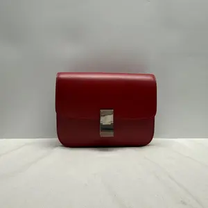Pre-owned Celine Calfskin Crossbody Bags Classic Box Medium Red CPU1228