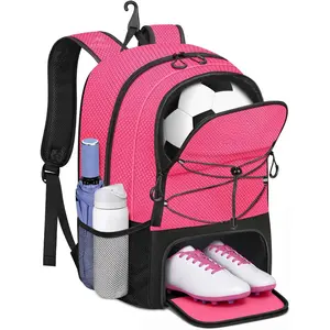 Girls Soccer Backpack, Large Basketball Bag with Ball Holder & Shoe Compartment for Tournament & Game Day, Lightweight Youth Sports Bag with Fence Hook Fits 15.6 Inch Laptop, Soccer Team Gifts