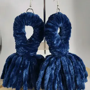 Lightweight Velvet Tassel Earrings. Comes in colors of Navy Blue, Emerald Green, Black & Wine