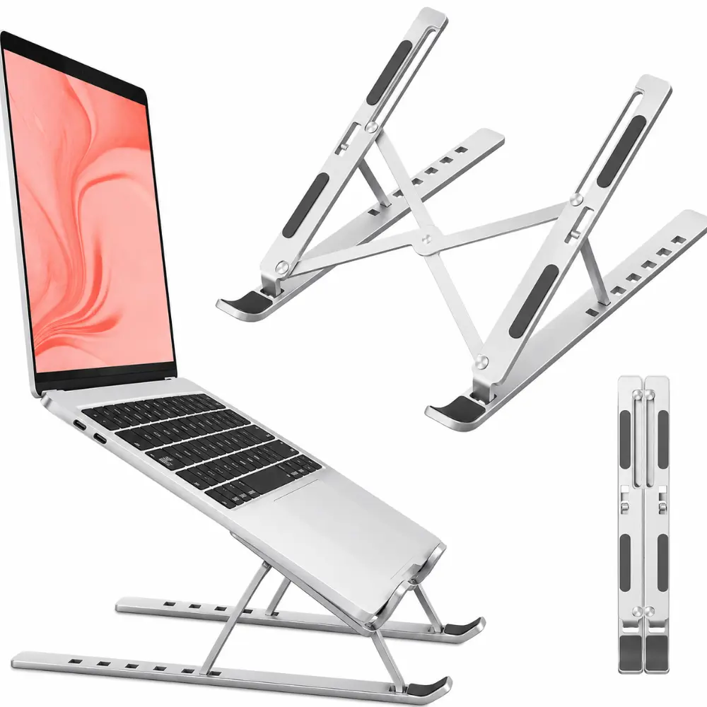 Adjustable Foldable Plastic Laptop Stand for Desk, Portable Ergonomic Notebook & Computer Holder Compatible with 10–15.6 Inch Laptops, MacBook & Tablets for Home, Office & Study