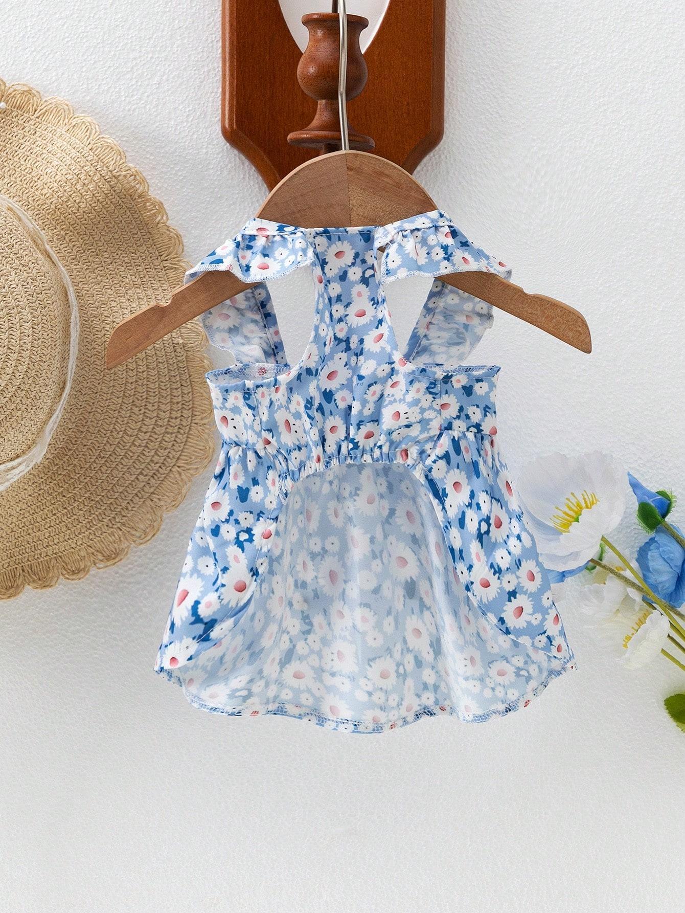 Pet Clothes Dress Dog Cat Rabbit Cute Dress Summer Bow Floral Yorkshire Terrier Maltese Teddy Bichon Bear Pomeranian Bulldog For Daily Use A114