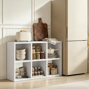 6-Cube Storage Organizer, White Cube Shelf, Cube Bookcase, Open Bookshelf, Storage Cabinet, 11 Inch Bin Organizer, Horizontal Vertical Shelf, Stackable Display Shelf, Closet Organizer, Bedroom Storage, Home Office Shelf, Kitchen Pantry Storage Unit