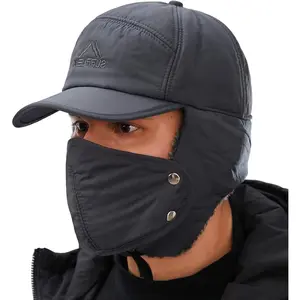 Men's Winter Trapper Hat - Fleece-Lined Warm Baseball Cap with Detachable Face Mask, Ideal for Cold Weather Outdoor Activities like Cycling and Climbing