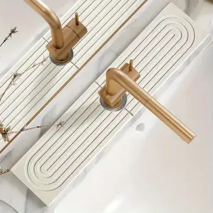 Kitchen Faucet Water Absorbing Pad, Diatomaceous Quick Drying Hard Pad, Water Absorption, Sink Accessories for Home Kitchen Bathroom, Water Splash Guard