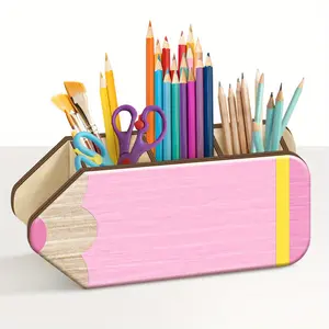 1pc Pencil Shape Pen Holder, Desk Organizer, Christmas Appreciation Gift, Desk Pen Holder, Simple Pink Design, Gift for Teachers' Day, Storage for Pens, Brushes, Rustic Design Practical Tools, Cosmetic Storage Tools