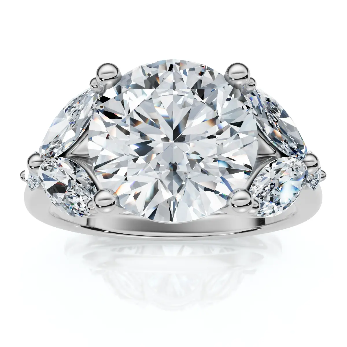 3 3/4Ct Certified Diamond Engagement Ring 14k Gold Lab Grown