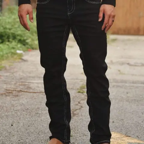 SRETOUU Men’s Vintage Minimalist Black Slim Straight Jeans Streetwear Casual Denim Pants Menswear Classic