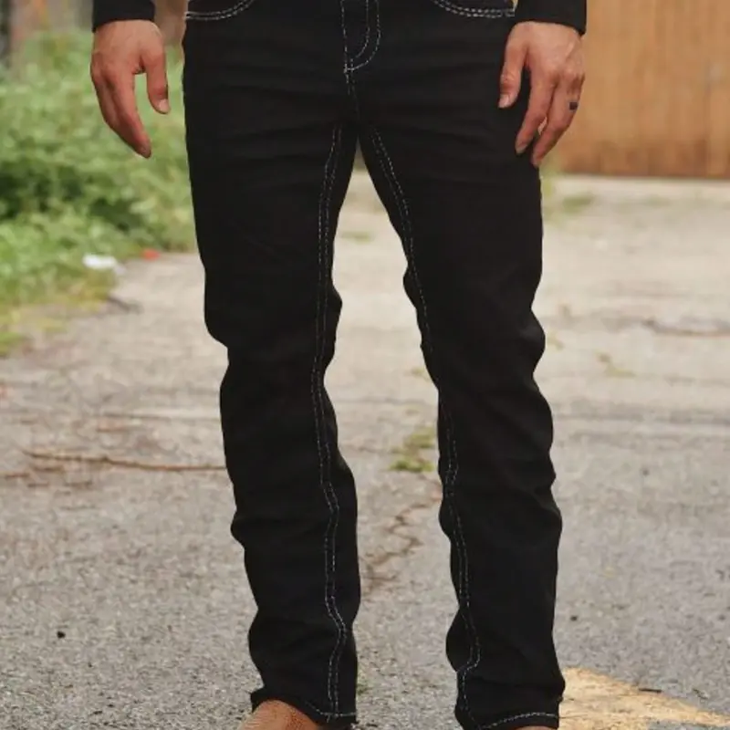 SRETOUU Men’s Vintage Minimalist Black Slim Straight Jeans Streetwear Casual Denim Pants Menswear Classic