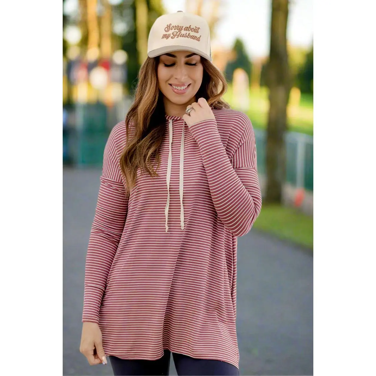 Thin Striped Tunic Hoodie