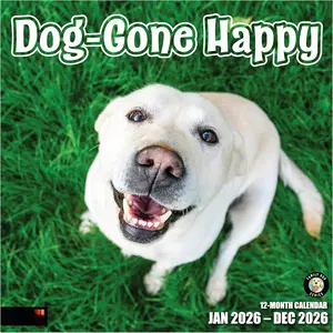 -Gone Happy 2026 Wall Calendar 12 Month | 12" x 24" Open | Thick & Sturdy Paper | Giftable | Funny Pooches Puppy  Calendar 2026