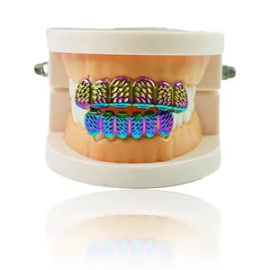 Rainbow cutout tooth accessory—unique design for rap performances, nightclub/club party props, shiny tooth jewelry