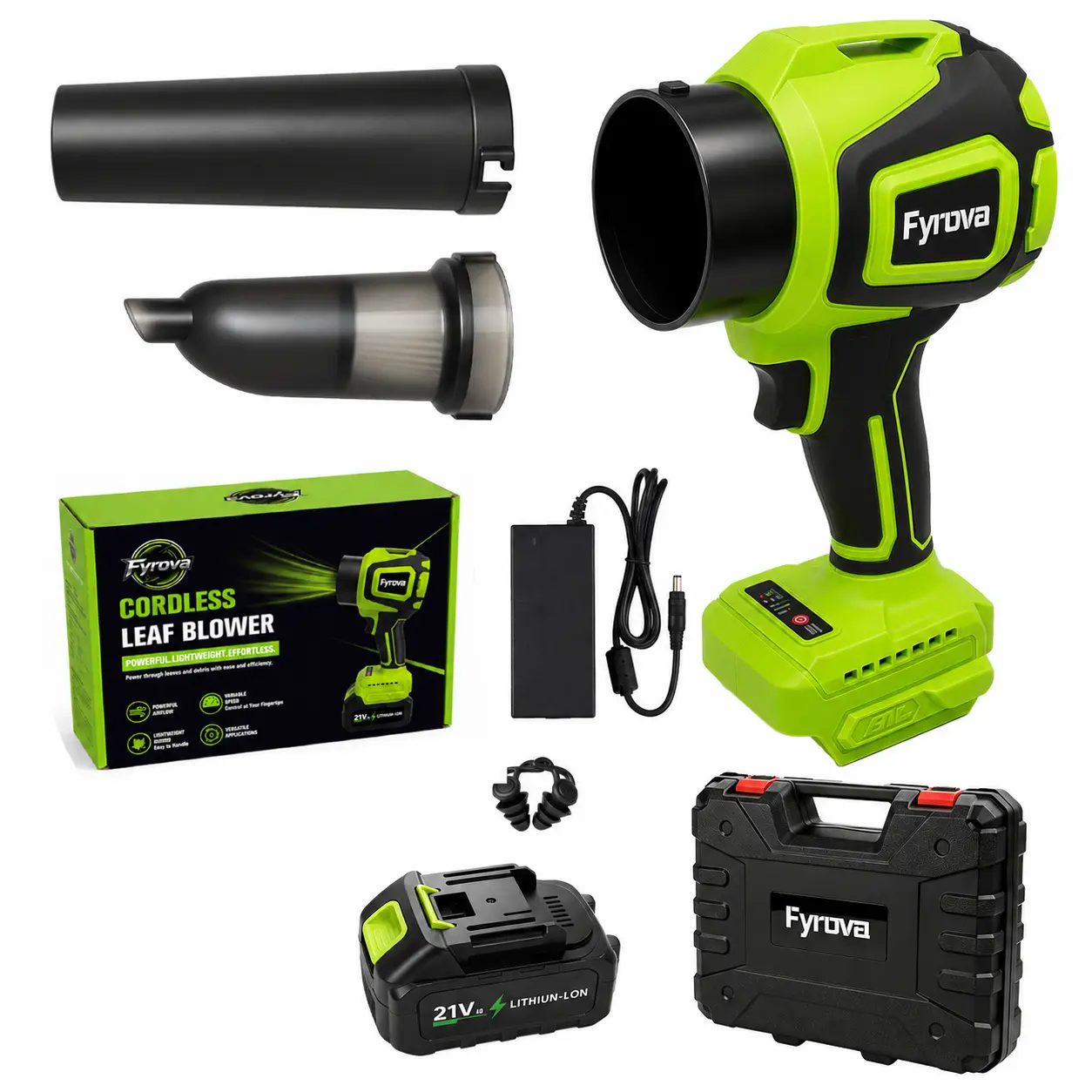 Fyrova Cordless Leaf Blower, Turbo Jet Blower, Car Drying After Wash, Handheld Snow Blower, Turbo Power Air Duster, 2-in-1 Blower & Vacuum, Garage Cleaning, Dust Removal, Snow & Leaves Handheld Portable Blower  Battery Operated Leaf Blower