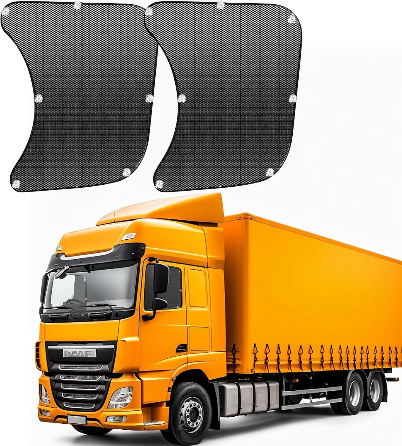 Semi-Truck Side Window Sun Shade with Suction Cups, 23.6x21.6in UV-Protection Cover, Privacy Curtain for Freightliner Cascadia Truck Drivers