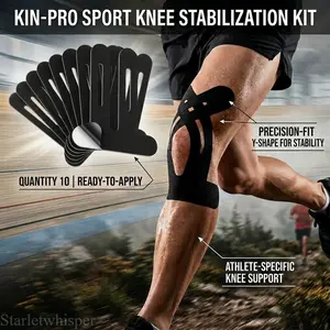 10 Pcs Precut Kinesiology Tape for Knees, Knee Support & Stability, Pain Relief Athletic Tape, Waterproof Elastic Breathable Hypoallergenic Latex‑Free Tape for Basketball & Training        ？ ？ ？