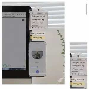 Transparent Acrylic Monitor Message Board, Left/right Adhesive Multi-Function Clip Design, Note Holder for Phone Storage Computer Display