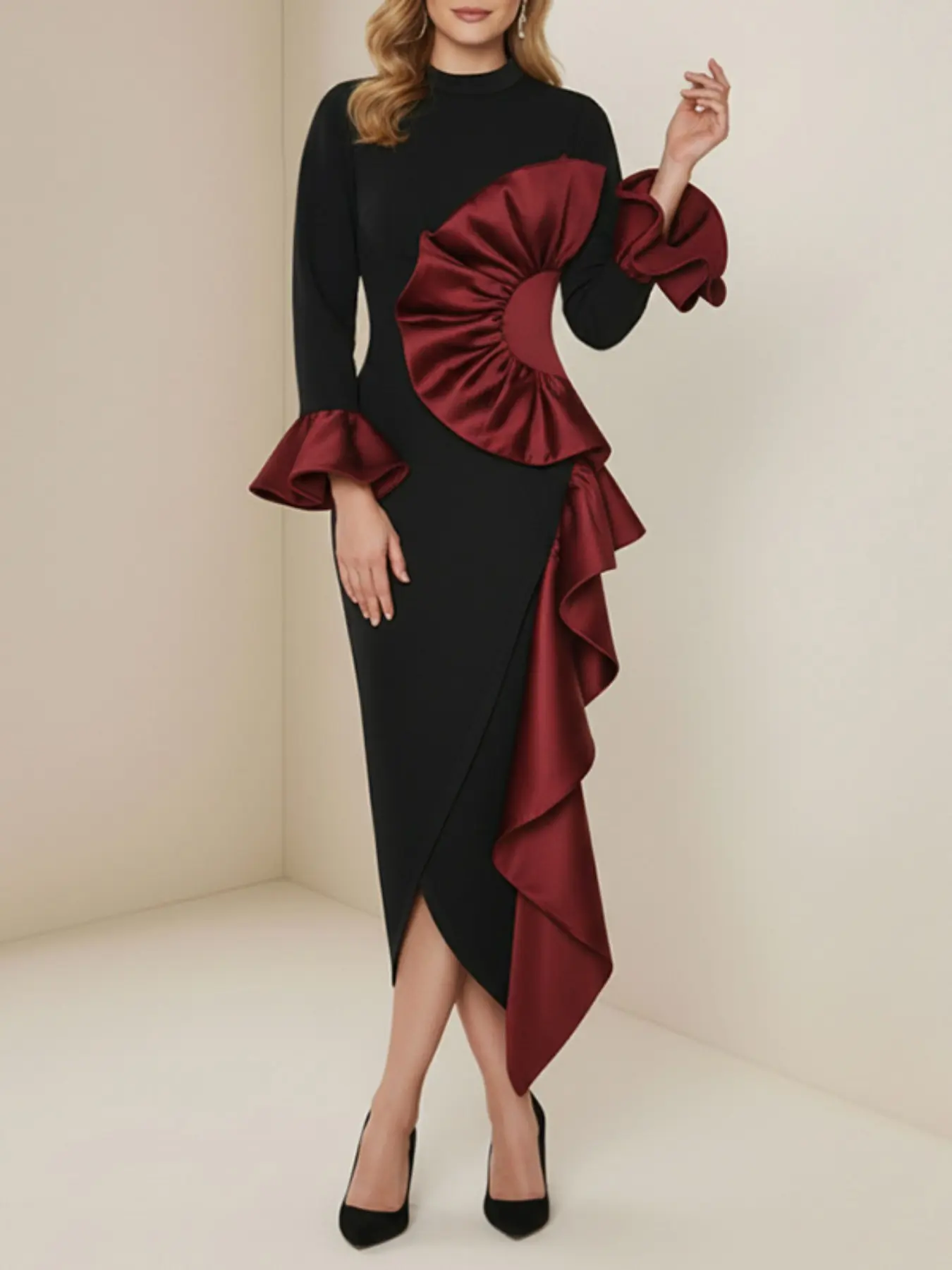 isabeau voluminous fit & flare midi dress - TikTok Shop