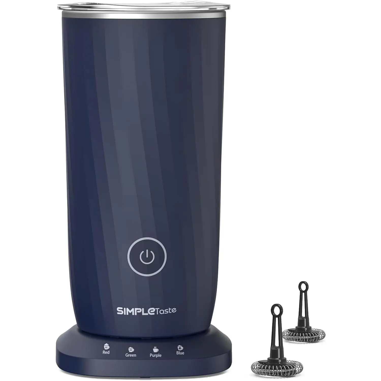 4-in-1 Electric Milk Frother and Steamer Automatic Warm and Cold Foam Maker Hot Milk Warmer Coffee Foamer for Latte Cappuccino Hot Chocolate Macchiato Cordless Pitcher Creamer Foamer Drink Mixer Machine for Home Office Dark Blue