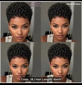 Short curly synthetic wig with soft afro kinky curls, heat-resistant fibers, and a natural voluminous look. Lightweight, low maintenance, and perfect for daily wear or special occasions.