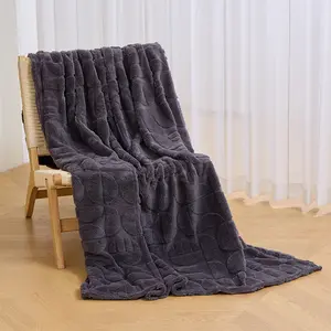 Luxury Charcoal Grey Fleece Throw Blanket - Modern Embossed Pattern Cozy Plush Blanket - Versatile All-Season Warmth for Sofa, Bed, Car & Travel - Durable & Machine Washable, 40"x60"