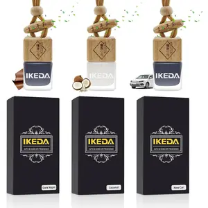 Ikeda Car Air Freshener, Hanging Essential Oil Diffuser For Automotive, 45+ days Long Lasting Fragrance, Includes: Dark Night and Coconut and New Car (10ml Pack of 3)