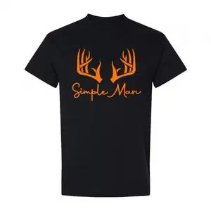Simple Man Deer Hunting T-Shirt, Outdoor Adventure Graphic Tee, Hunting & Hiking Shirt for Men, Casual Cotton Short Sleeve Crew Neck Top, Comfortable Breathable Fabric, Unisex Fit, Camo Style Streetwear, Perfect Gift for Hunters & Outdoor Lovers