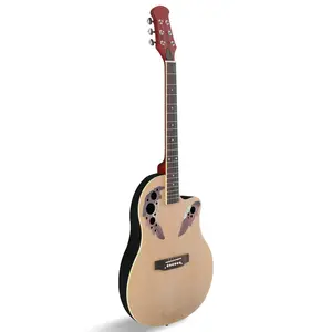 Flower Dance 41 inch Cutaway Round Back Acoustic Guitar Spruce Top Grape Hole Burlywood Full-Size Dreadnought Body for Vibrant Tone
