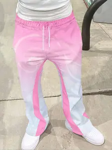 Men's Vintage Bird Print Loose Bell Bottoms, Drawstring Sport Pants, 3D Soft Breathable Fabric, Casual Fitted Long Pants for All Seasons