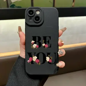 A Floral Typography Phone Case Made of Frosted Silicone, Offering a Comfortable Touch And Complete Protection Against Drops, Compatible with iPhone 17 E Air Pro ProMax iPhone16 E 15 14 Plus 13 12 Mini 11 X XS MAX XR
