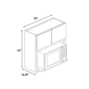 Liberty Shaker Black - 42 Inch Wall Microwave Cabinets - 30" Width x 42" Height x 16.25" Depth