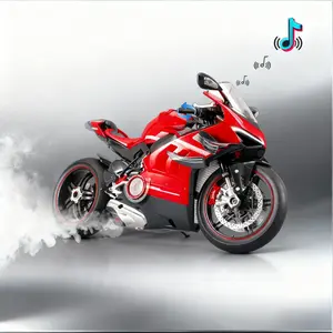 XLG Die-cast Motorcycle Model V4 Series, Adjustable Multi-Functional Toys with Double Jet Sound Effects & Display Stand, Electric Toys for Kids, Friends & Family, Realistic Sound Effects, Alloy Texture, Performance-Level Replica Design, Diecast