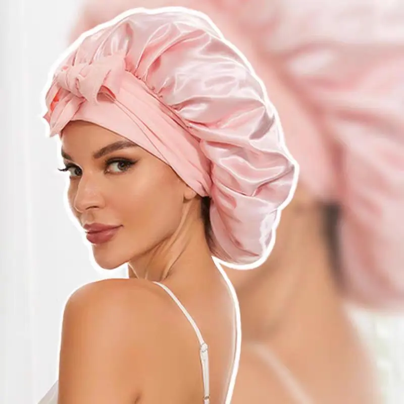 Full Shine Satin Bonnet for Women, Large Silk Sleep Cap for Hair Extensions, Long Hair & Curly Hair, Reusable Night Cap with Elastic Band Hair Protection