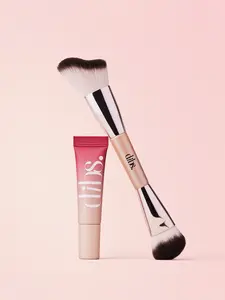 Caught You Blushing Set - Cool Blush Cheek Stain Liquid Blush + Duo Brush Cheek Makeup Brush - Long Lasting