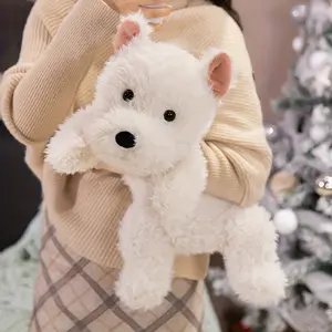 Kawaii West Highland Dog Plush Stuffed with Fluffy Terrier Puppy, Cuddly Companion for Bedtime, Birthday & Easter Gifts for & Collectors (Westie Breed) 16.93in/43cm)