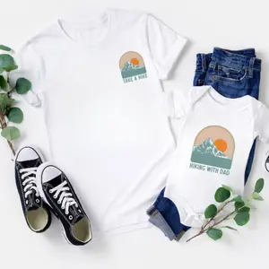 First Father's Day Gift Daddy and Me Shirts, Matching Father Son Daughter Shirts, Take a HIke Hiking With Dad Youth Toddler Baby New Dad Gift Flash Sale T-Shirt Trio top