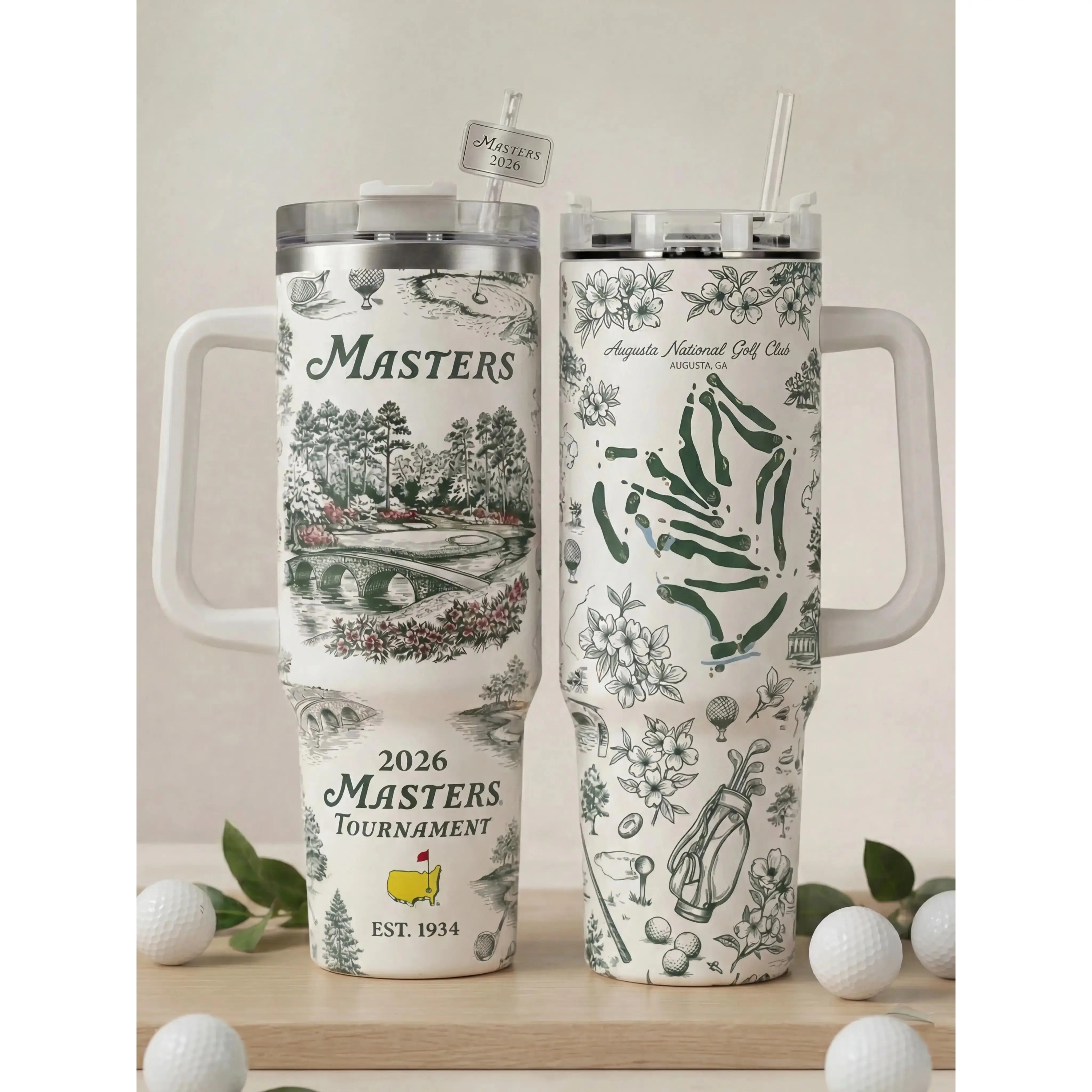 MASTERS ホワイト タンブラー 16oz Masters Tournament Golf 2026 Tumbler 40oz with Handle, Augusta