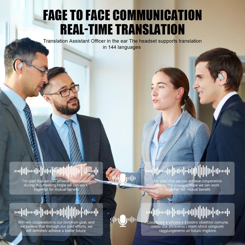 3-in-1 AI Translator Earbuds Real-Time, Ultra Open Ear Bluetooth Headphone Translator 144 Languages & Accents, with Charging Case for Travel & Learning & Business Negotiation, Android & iOS Compatible