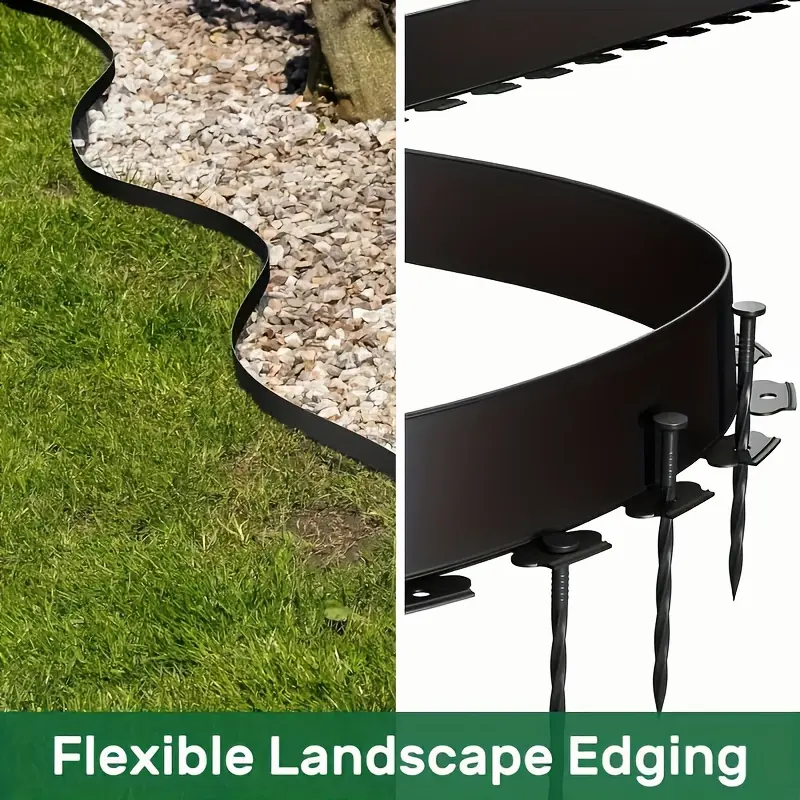 66/33/98/3.28 feet 0.16 feet - Landscape edge, with 61/31/91/3 special anchoring tip, no digging garden edge, plastic edge soft, suitable for garden flower bed lawn courtyard paving stone path, easy to install and maintain no digging edge, suitable