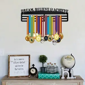 Letter Shadow Medal Display Hook, New Creative Metal Honor Medal Stand, Sports Memorabilia Organizer, 1pc Medal Holder