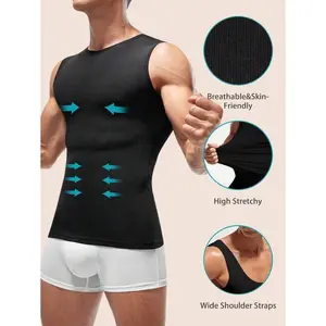 Men Solid Color Sleeveless Slimming Body Shaper Top