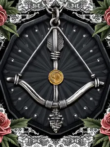 Indian Tribal Bow Arrow Pendant Necklace, Gothic Style Halloween Christmas Gift, 60cm Pearl Chain, Perfect Birthday Present for Men, Gothic Mystery Jewelry