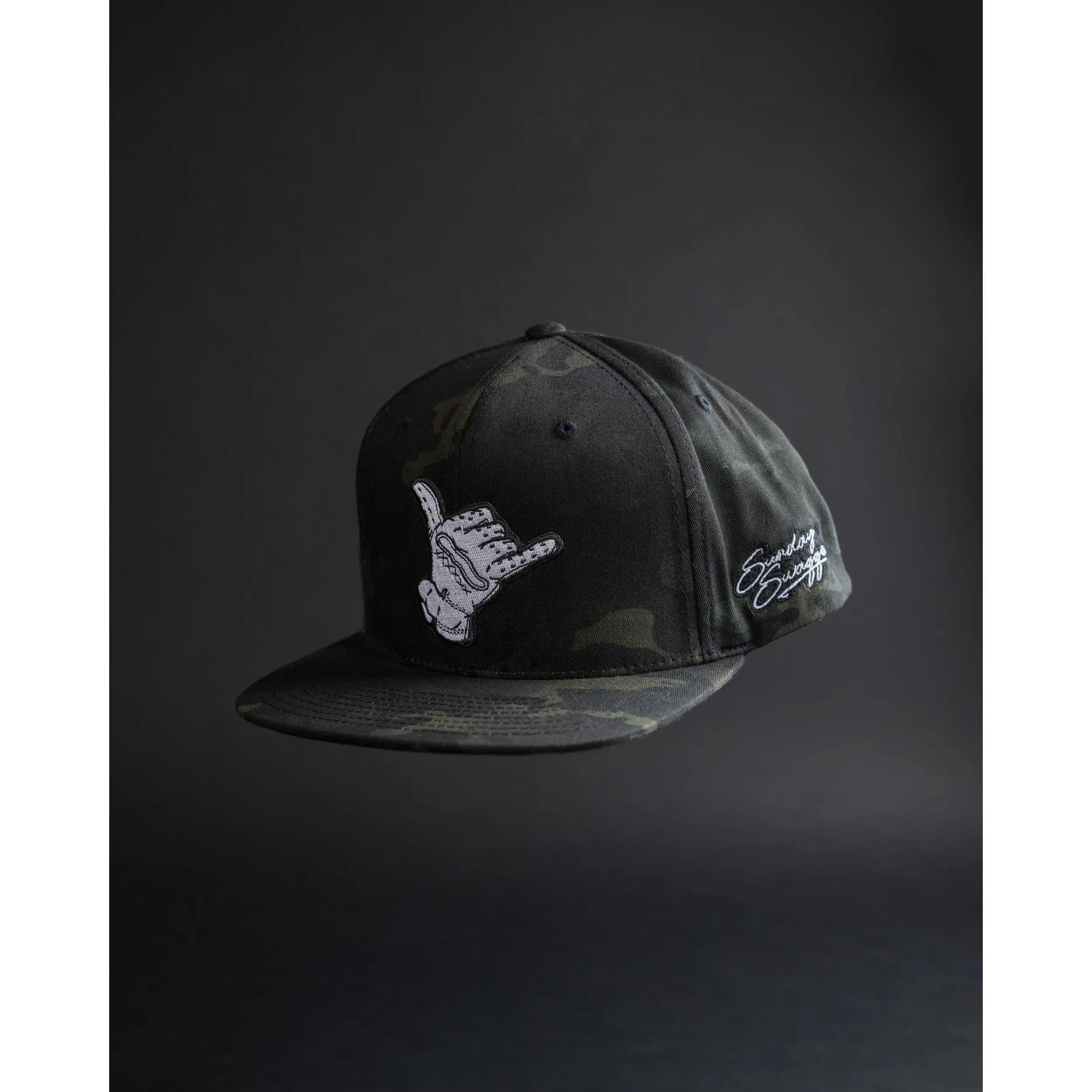 Black Camouflage Snapback Hat, Fashion Clothes Accessory for Daily Wear
