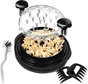 Chicken Shredder Tool Twist Large - Hand Operated Manual Chicken & Meat Shredder, Black Finish, 9.84"L x 9.84"W x 1.77"H, Kitchen Utensils