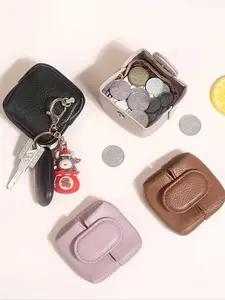 Mini Portable Women's Coin Wallet, Fashion PU Buckle Design, Multifunctional Compact Bag, Lightweight Travel Essential, Quality Stitching Details