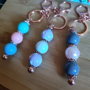 Handmade Acrylic Beaded Keychains - Variety of Colors and Styles with Keyring Attachment