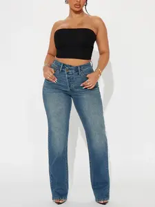In Sync Stretch Crossover Straight Leg Jeans - Dark Wash