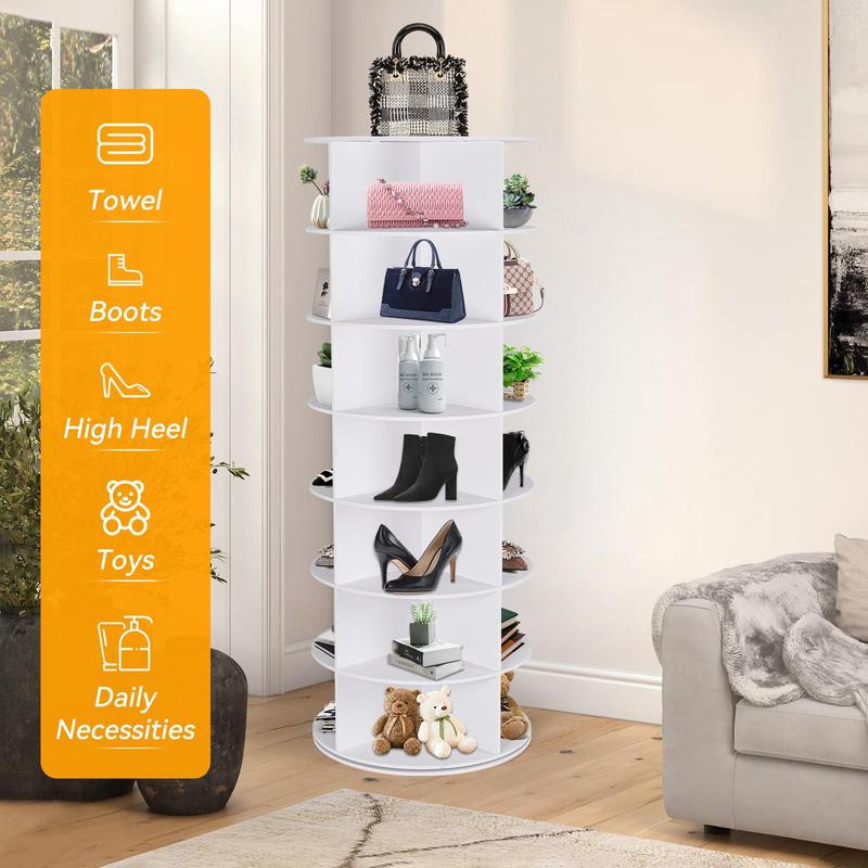360° Rotating 6/7-Tiers Organizer Shoe Rack, Fits 24-28 Pairs of Shoes, Spinning and Revolving Round Shoe Rack, for Entryway Living Room Hallway Footwear Organization