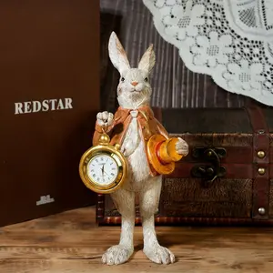Easter Gentleman Rabbit Resin Craft Statue, Adorable Animal Figurine with Hat, Cross-Border New Arrival, Perfect Gift Idea