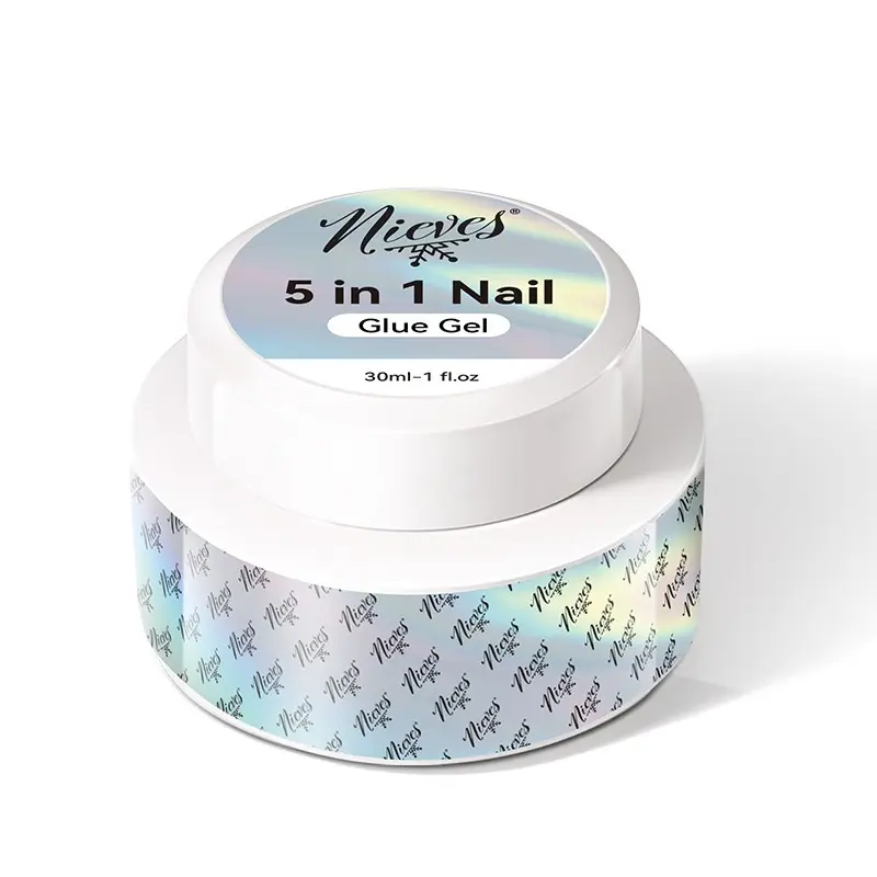 Nieves 5 in 1 Nail Glue Gel – Rhinestone, Builder, Sculpting & Top Coat Gel – 30ml / 1 fl oz